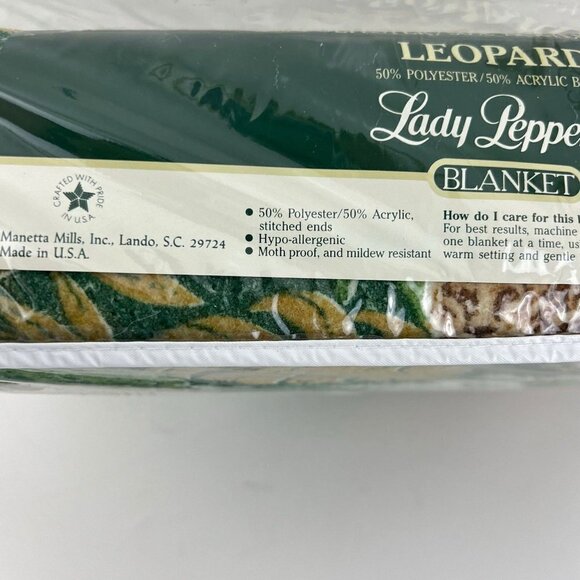 Vtg Lady Pepperell Blanket Leopard Print Twin/Full NOS Nap Guard - Picture 4 of 5